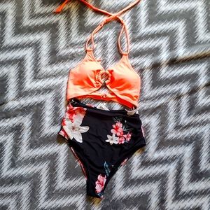 Coral-Floral Monokini- Fits Small